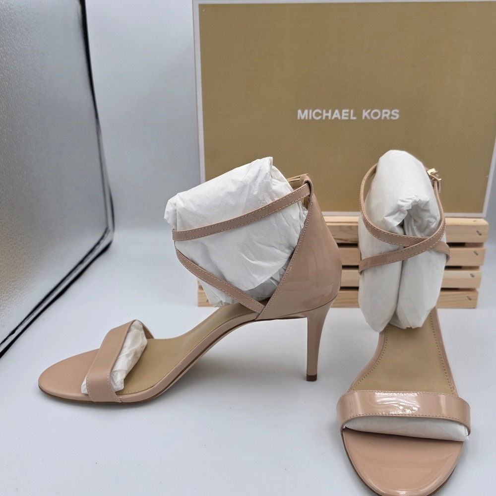 Michael‎ Kors Ava Patent Leather Crisscross Ankle Strap Stiletto Sandals 10M - Picture 8 of 8